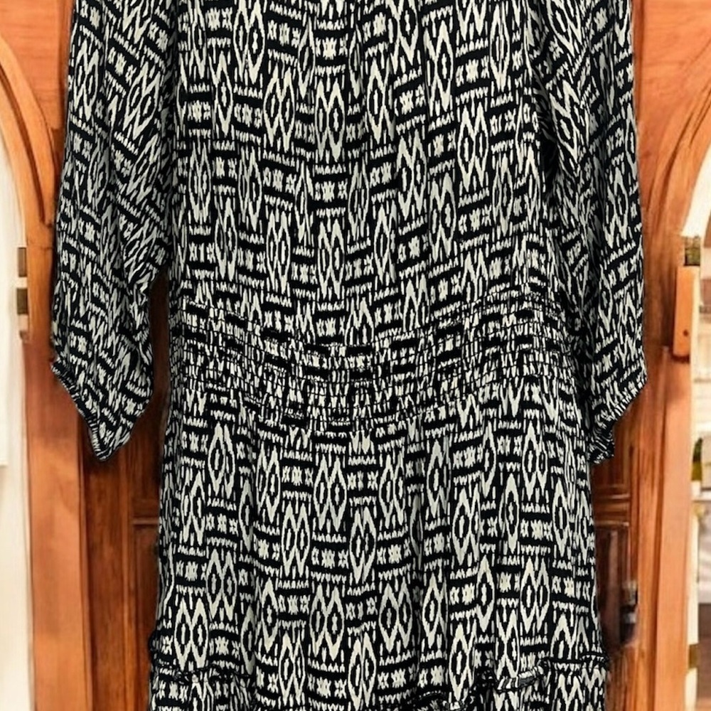 NY Collection Maxi Black and cream Maxi Dress with elastic waist size XL
